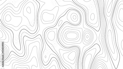 Vector Topographic Map Background with Contour Lines and Terrain Grid. Abstract Landscape Illustration. Abstract Topographic Lines. Elevation Contour Map and Terrain Grid Texture Vector Design. 