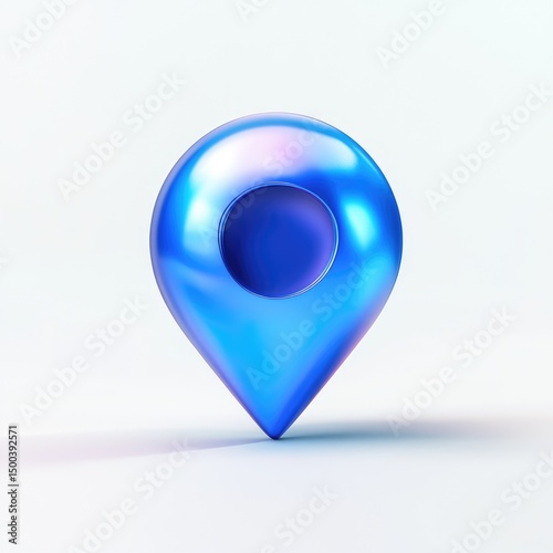 3D iridescent blue location pin