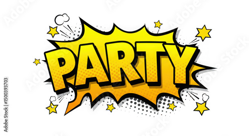 Party text in comic style isolated on transparent background