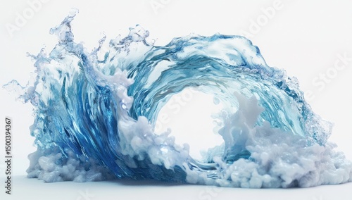 Abstract, translucent, blue wave,  surging water