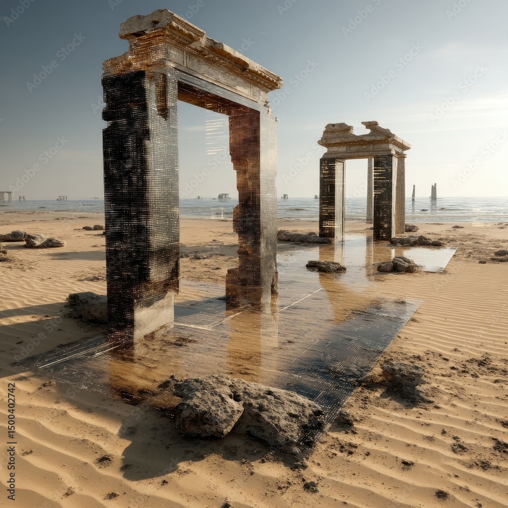 Fototapeta premium Resti architettonici in un paesaggio desertico