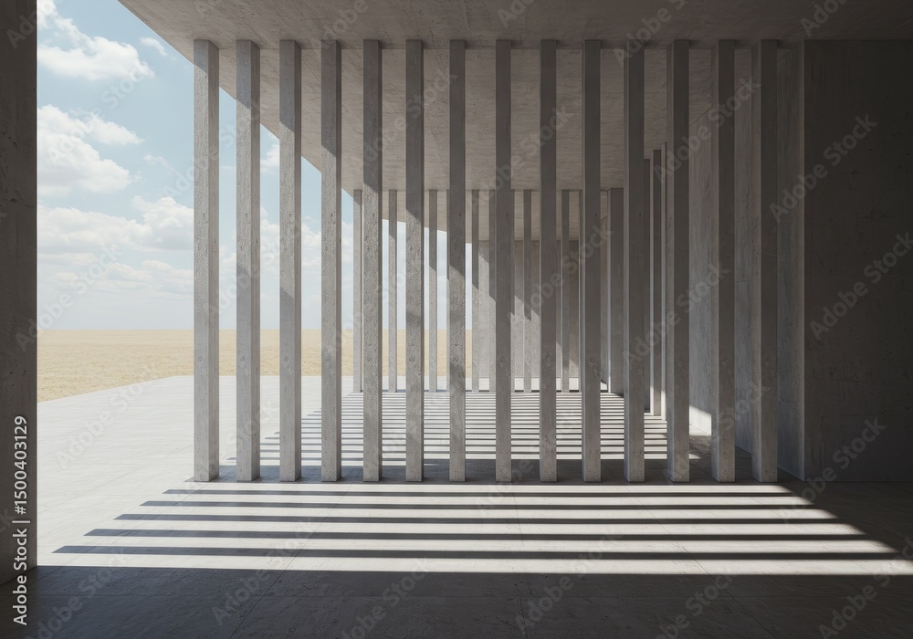 Obraz premium Architectural Concrete Structure With Dramatic Shadows Abstract Photo