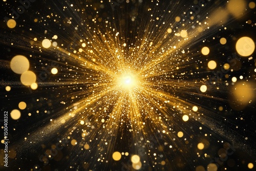 Golden explosion on black background