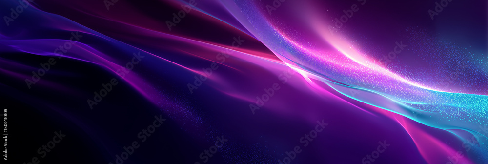 Naklejka premium Abstract digital artwork with flowing neon gradients and soft particle effects