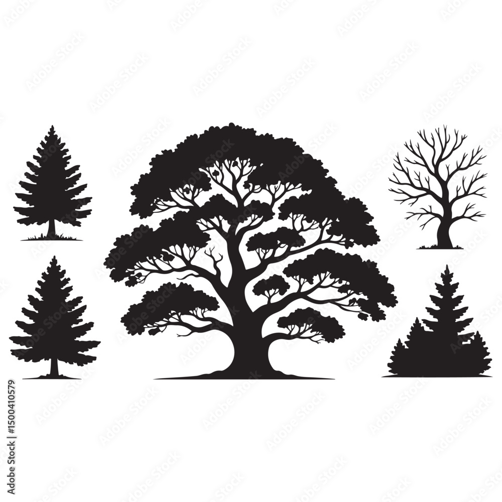 Fototapeta premium set of trees silhouettes