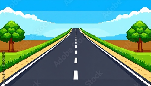 Pixel road to horizon.