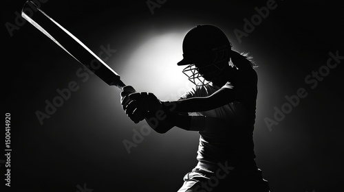 Silhouette di una giocatrice di cricket in azione
