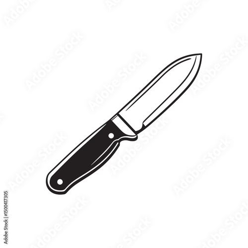 Sharp hunting knife silhouette showing strong handle and blade against a transparent backdrop