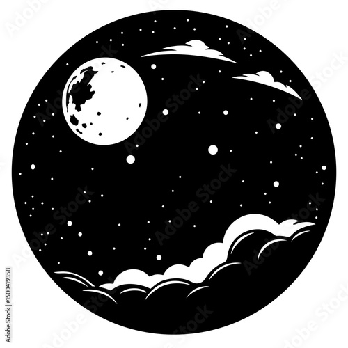 Full Moon Vector Graphic Spooky Printable Design for Digital Use