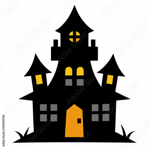 Haunted House Vector Graphic Spooky Printable Design for Digital Use