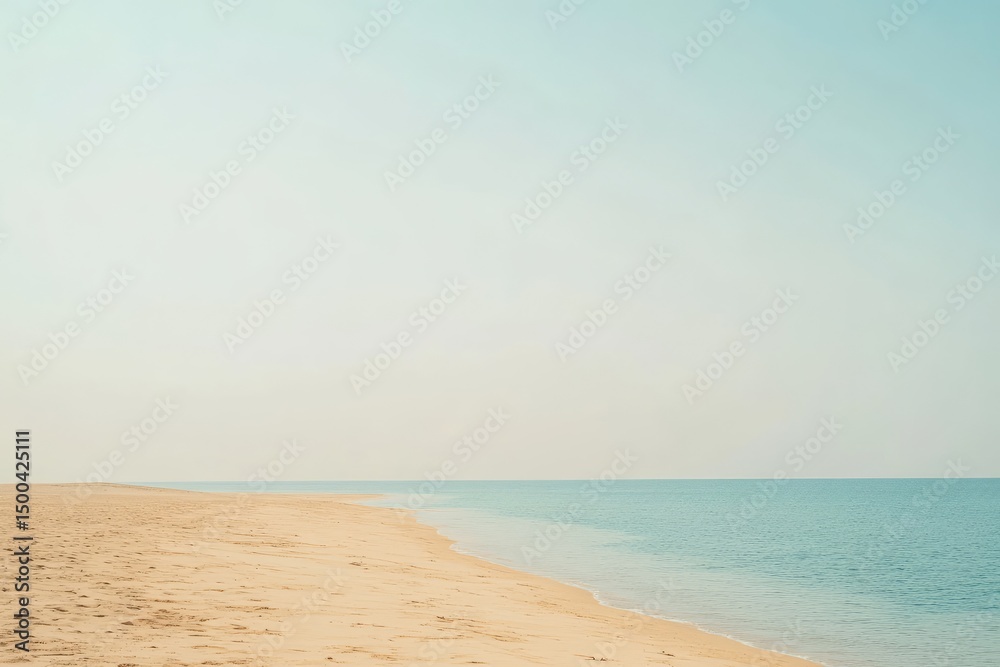 Fototapeta premium Blurry beach scene, pale colors, tranquil