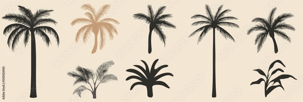 custom made wallpaper toronto digitalCollection of stylized palm tree silhouettes in various colors and styles