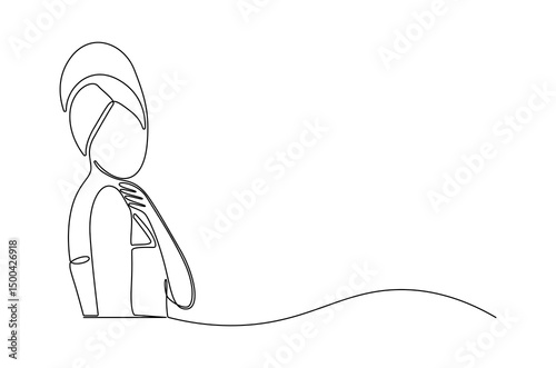 Continuous one line drawing of Beautiful woman with towel. Single line drawing illustration of Sensual woman with towel on head. International Beauty day concept vector art. Doodle line illustration.