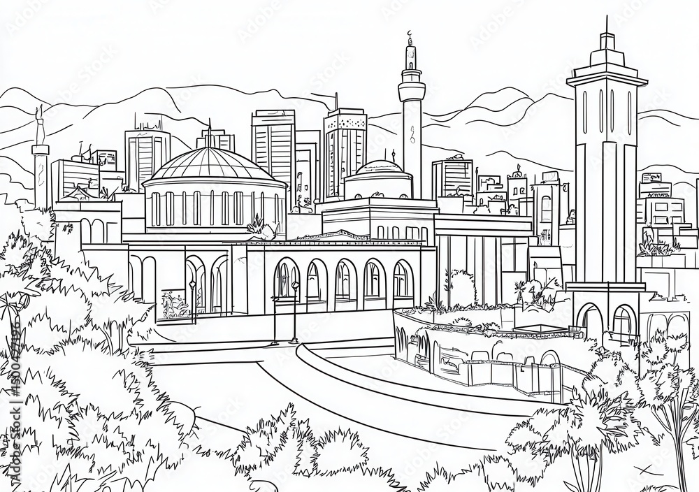 Fototapeta premium Paesaggio Urbano in Bianco e Nero: Architettura e Skyline