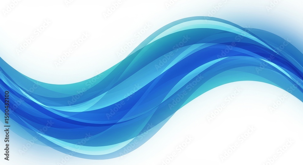 Fototapeta premium Abstract Wave Illustration In Shades Of Blue On A White Background