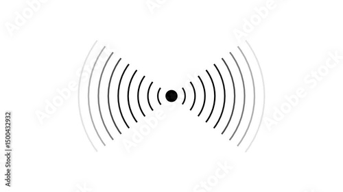 Wireless icon showing signal and coverage. Animated digital wireless signal icon visualizing transmission and connectivity illustrating network coverage on white background