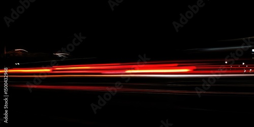 Nighttime light trails of vehicles on a road