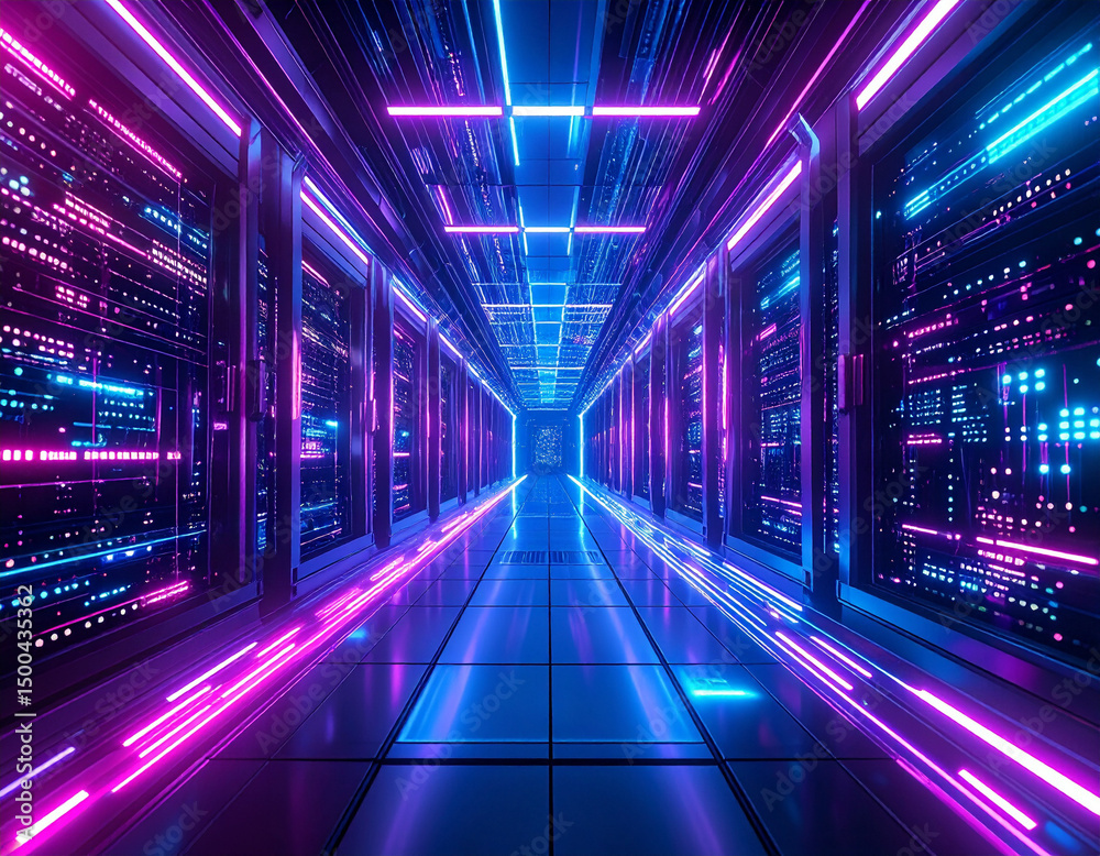 Fototapeta premium Abstract Huge Corporate Computer Data Center