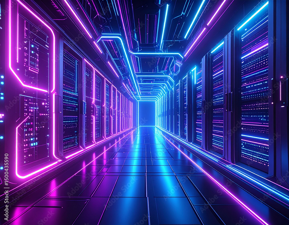 Obraz premium Abstract Huge Corporate Computer Data Center