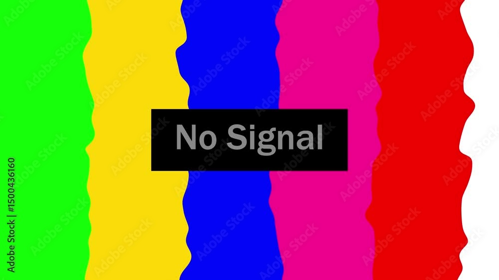 Colorful test pattern on classic no signal screen. Classic television no signal screen colorful test pattern abstract display of broadcast interruption and technical difficulties