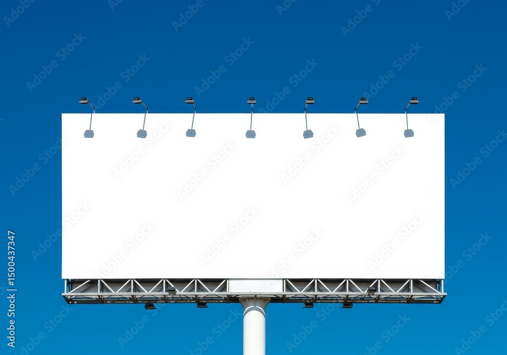Obraz premium Large Blank Billboard Against Clear Blue Sky Photo for Advertisement Display