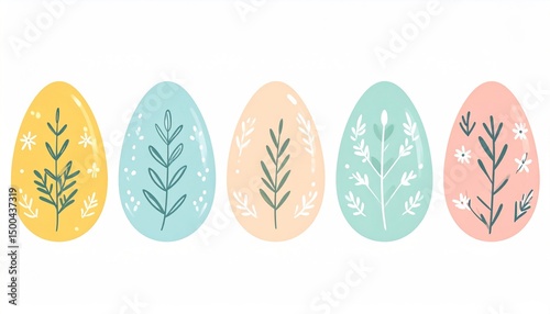 Floral Easter Eggs Design Set.