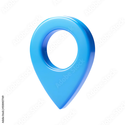 3d blue location map pin pointer icon isolated on transparent background. Png