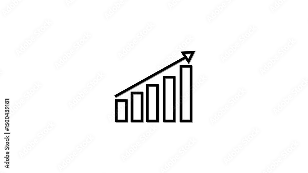 Rising financial bar chart symbolizing growth and success. Minimalist animation of rising financial bar chart representing growth and success