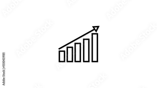 Rising financial bar chart symbolizing growth and success. Minimalist animation of rising financial bar chart representing growth and success