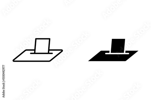 Ballot boxes, voting urn, icon in line design. Ballot, box, voting, urn, election, democracy, vote on white background vector. 