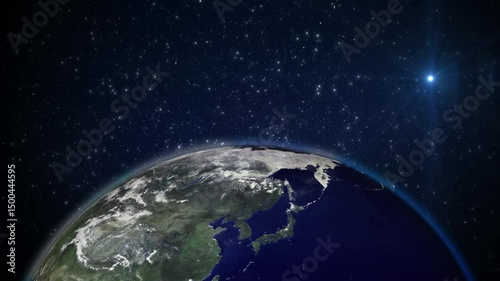 Realistic 3D Rotating Earth at Night in Space, HD, loop