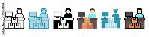 Cash Counter multi style, mini illustration icon set. use for modern concept, print, UI, UX kit, web and app development. Vector related to sales, logistic and ecommerce