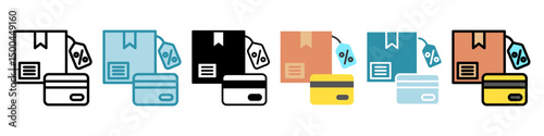 Credit Card multi style, mini illustration icon set. use for modern concept, print, UI, UX kit, web and app development. Vector related to sales, logistic and ecommerce