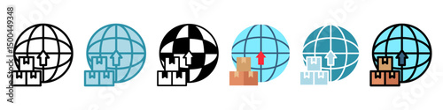 Export Goods multi style, mini illustration icon set. use for modern concept, print, UI, UX kit, web and app development. Vector related to sales, logistic and ecommerce
