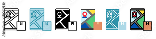 Map Route multi style, mini illustration icon set. use for modern concept, print, UI, UX kit, web and app development. Vector related to sales, logistic and ecommerce
