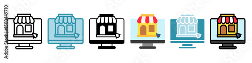 Online Store multi style, mini illustration icon set. use for modern concept, print, UI, UX kit, web and app development. Vector related to sales, logistic and ecommerce