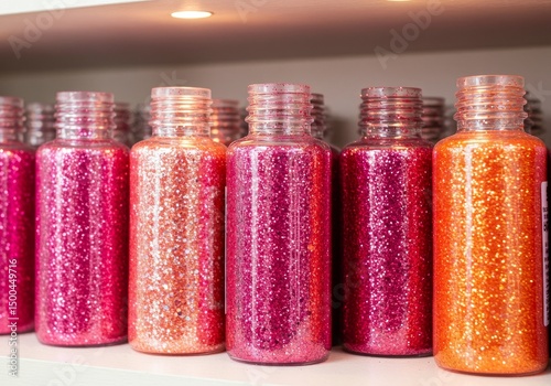Photo of Glitter Bottles Displayed with Various Colors in a Store Shelf
