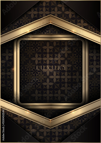 Luxury black gold square frame background with Islamic inspired golden graphic pattern, Perfect for Diwali festival wallpaper. Web template. Vector art. Not generated by AI.