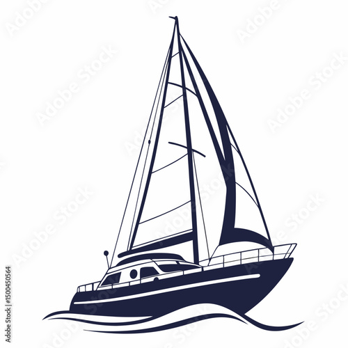 yacht on white background