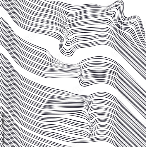 A texture in the form of stripes with distortions or bends or folds.