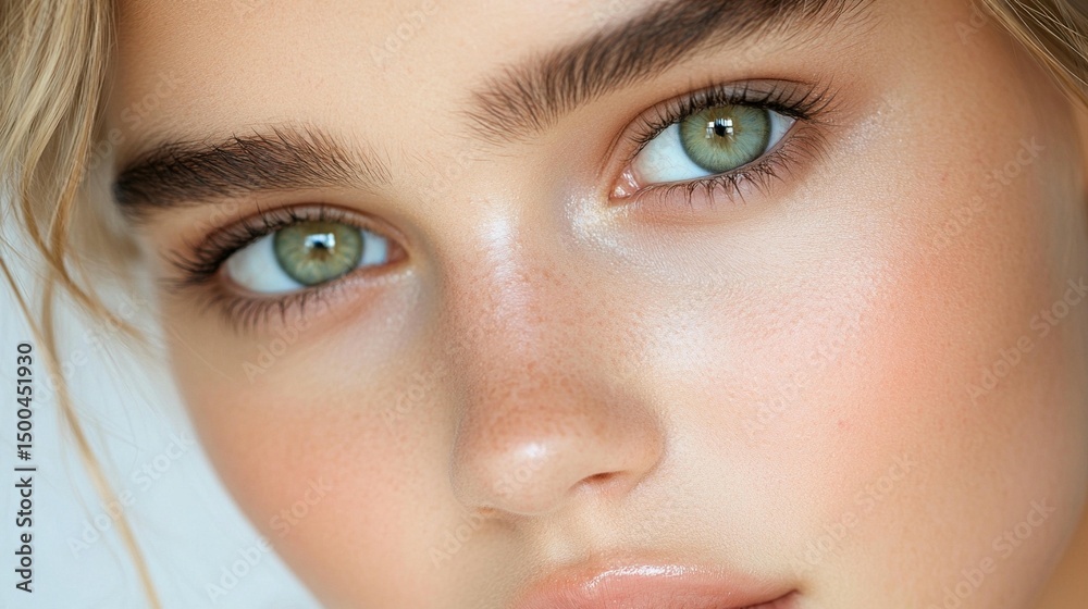 Fototapeta premium Closeup of Green Eyes and Freckles