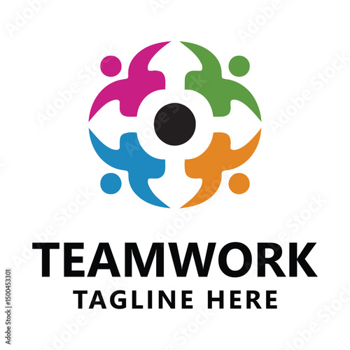 Colorful Teamwork Icon with Placeholder Tagline