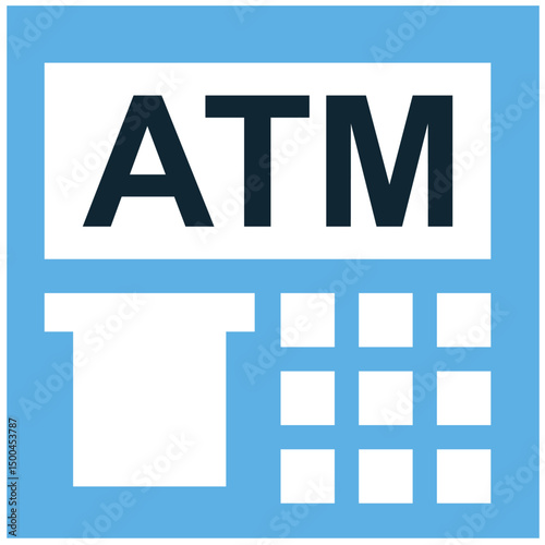 ATM icon vector for cash withdrawal, card access, and banking service use. Ideal for user interface icons, finance apps, and public financial machine location signs.