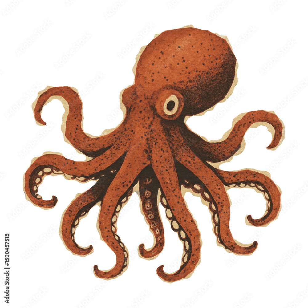 Fototapeta premium PNG Vintage octopus marine illustration