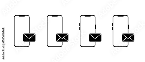 Smartphone with envelope message icon. Email on mobile phone screen sign symbol