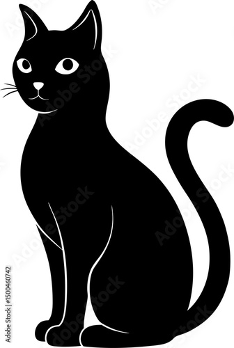 Wallpaper Mural black cat on white background Torontodigital.ca