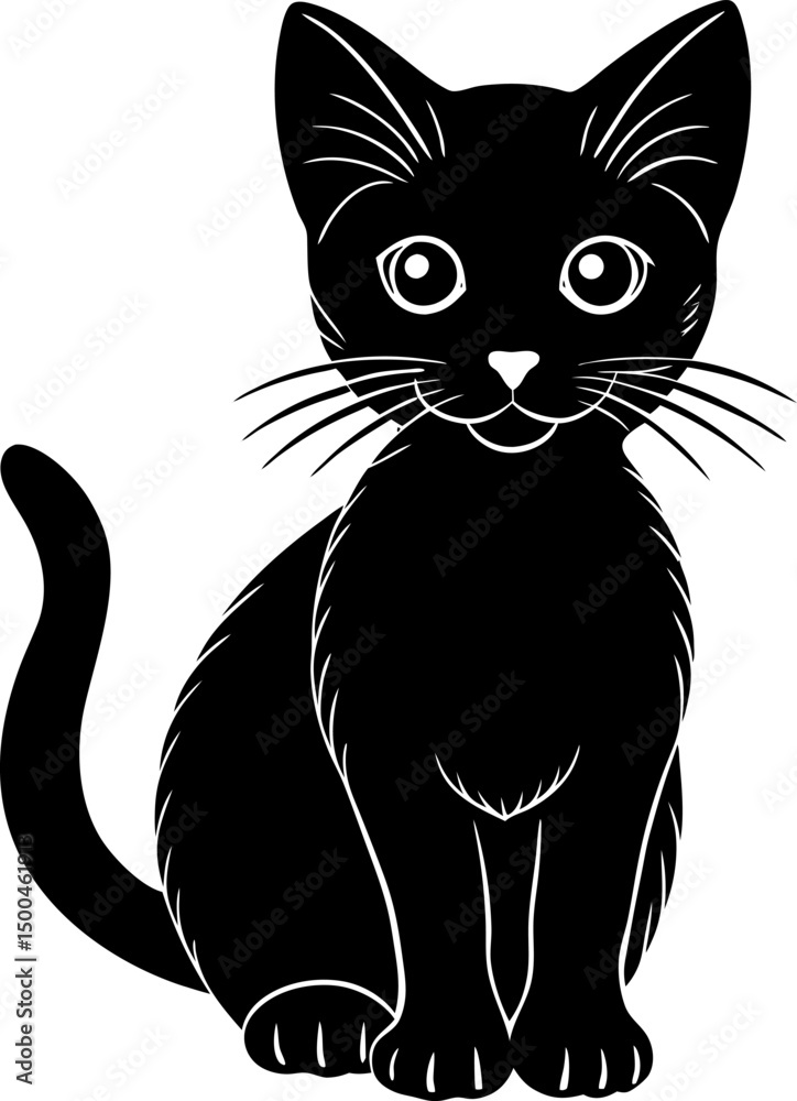 Obraz premium black and white cat vector
