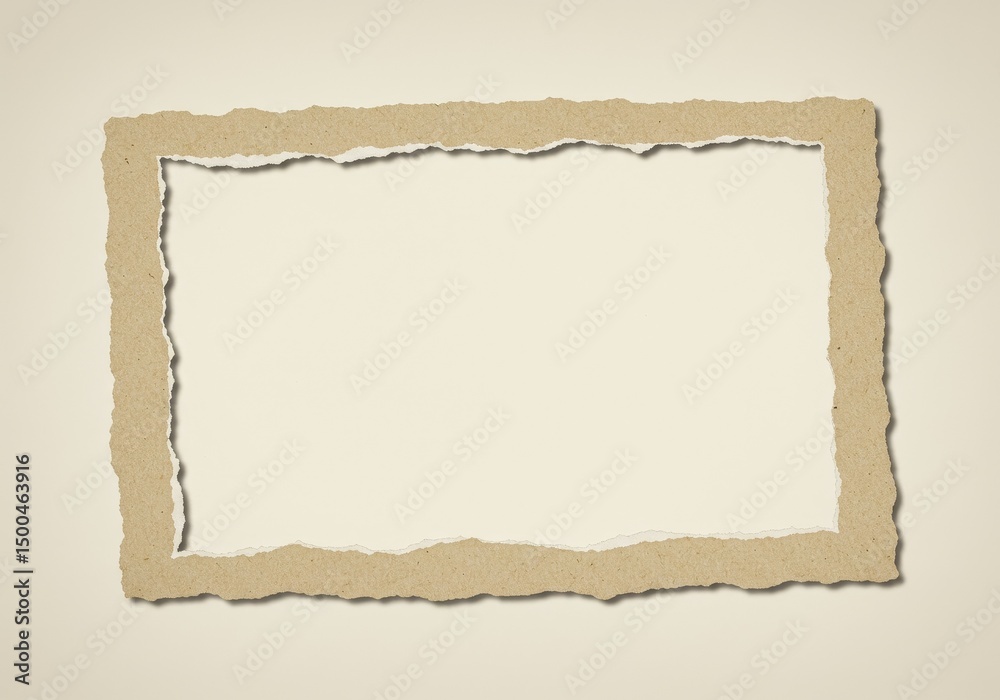 Obraz premium Photo Of Torn Paper Frame On Beige Background Texture With Rough Edges