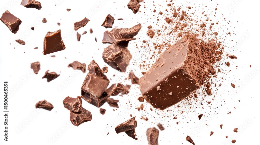 Fototapeta premium Shattering Chocolate Bar: A Deliciously Explosive Image