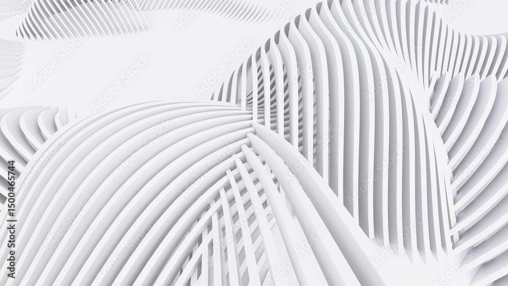 Fototapeta premium Abstract Curved Shapes. White Circular Background.